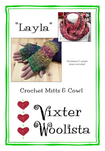 Layla Mitts & Cowl - crochet pattern by Vixter Woolista