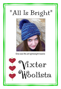 All Is Bright lightweight beanie - knitting pattern by Vixter Woolista