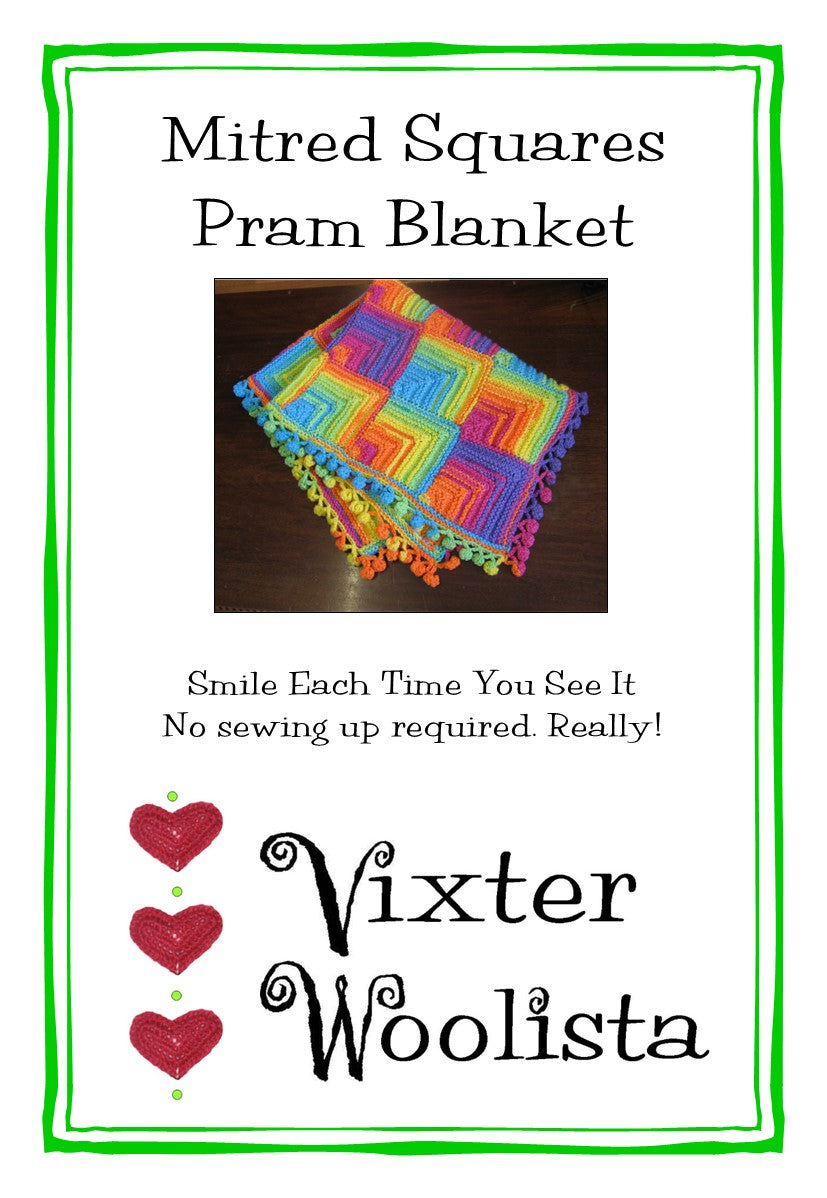 Mitred Squares Pram Blanket - Knitting Pattern by Vixter Woolista