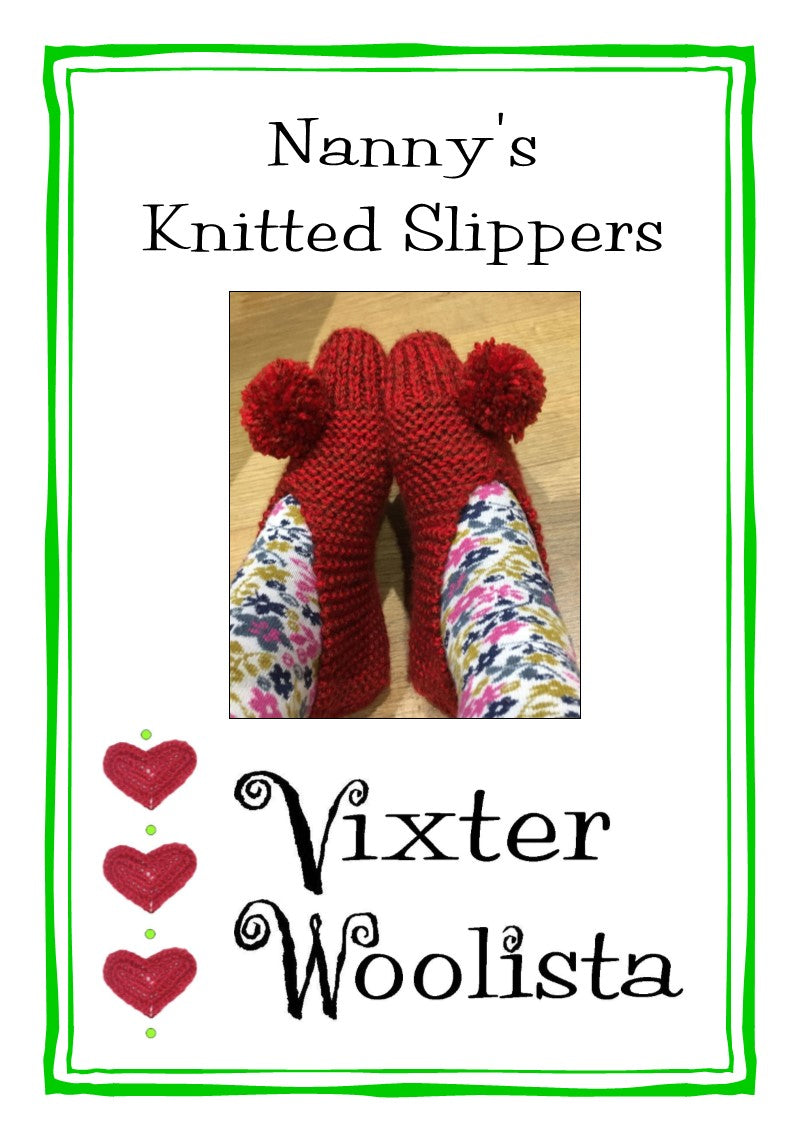 Nanny's Knitted Slippers - knitting pattern by Vixter Woolista