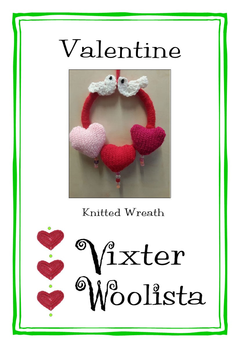 Mini Valentine Wreath - knitting pattern by Vixter Woolista